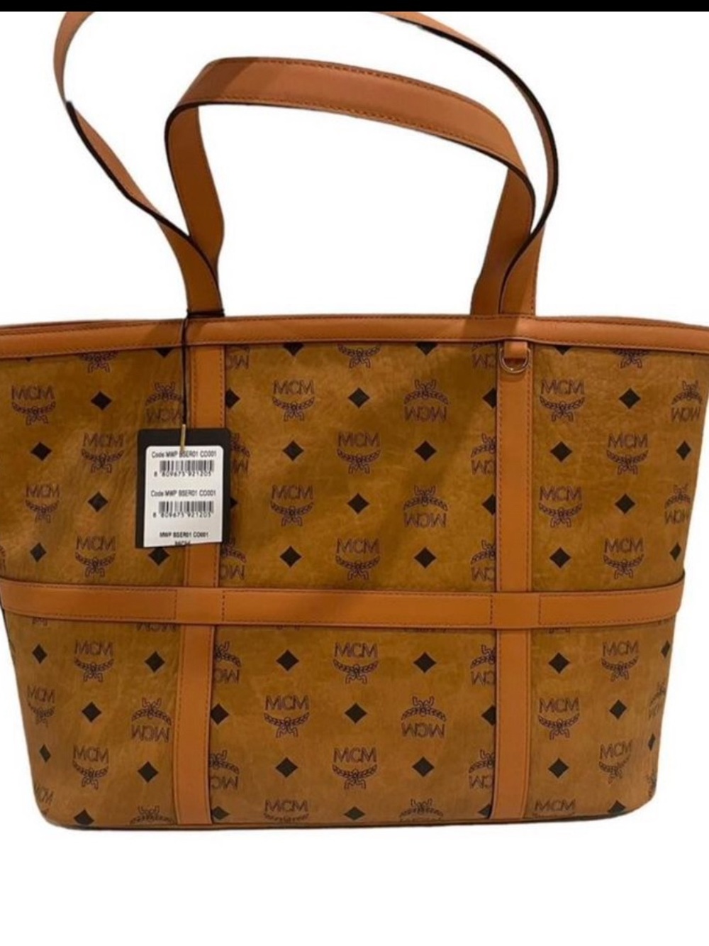MCM Cognac/Chestnut Visetos Monogram Carryall Tote
